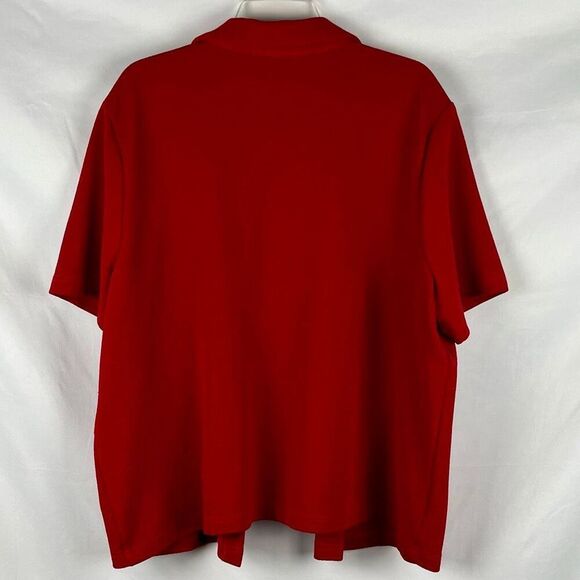 Los Angeles Women Red Short Sleeve Open Front Cardigan - Picture 3 of 9